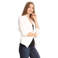 thumbnail image 3 of Women's Fitted Waist Length Jacket Open Front Draped Neck Ruched Sleeves, 3 of 5