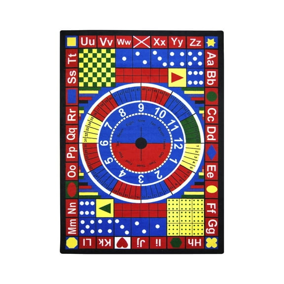 Joy Carpets Kid Essentials Active Play & Juvenile Teach A Tot Rectangle Rug 5'4" x 7'8" Multicolor
