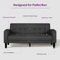 thumbnail image 5 of LAZZO 62" Mid-Century Modern Loveseat Sofa, Faux Leather Tufted Compact Couch with USB Ports & Cupholders, Dark Gray, 5 of 8