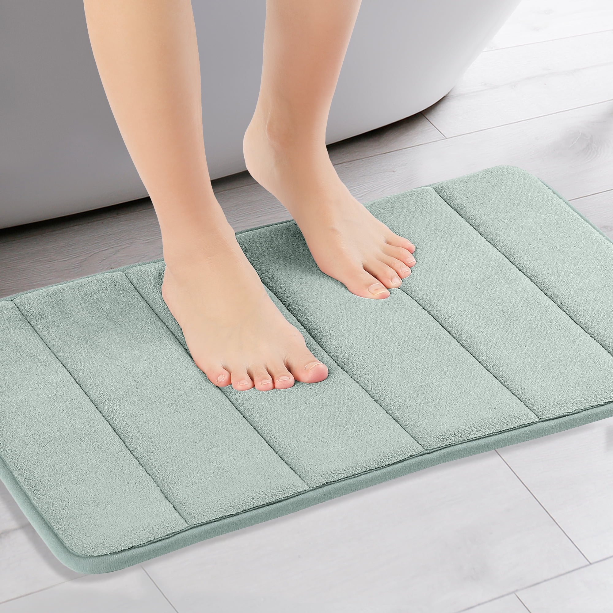 Unique Bargains 2 Pcs Soft Thick Absorbent Quick Dry Bathroom Bath Rugs Non Slip Grey/Brown 16" x 24"