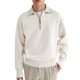 thumbnail image 1 of Gibobby Playera tipo polo hombre Suéter superior informal de manga larga con media cremallera y solapa para hombre, otoño e invierno, abrigo para hombre(Beige,M), 1 of 4