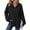 Black, variant on THNCYX Women Waffle Knit Hooded Henley Shirts Drawstring Hoodies Long Sleeve Tops Loose Fit Casual Sweatshirt Fall Clothes
