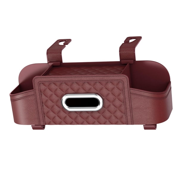 Organizador del asiento trasero del reposacabezas del coche, portavasos decoración interior del coche caja de almacenamiento multifuncional , Rojo