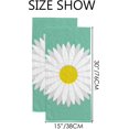thumbnail image 2 of Soft Hand Fingertip Towels, 2 Pcs Face Bath Towels White Daisy Flower Absorbent Washcloths for Bathroom Hotel Kitchen, 30"x15", 2 of 6