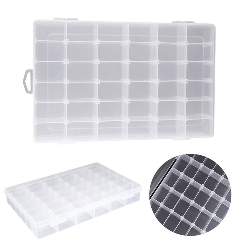 Transparent Paper Tape Storage Box with Removable Baffle - 36 Grid