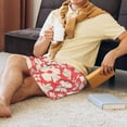 thumbnail image 3 of Wukai Beige Flowers Men’s Short Pajama Pants With Pockets Soft Sleep Pj Shorts for Men-, 3 of 6