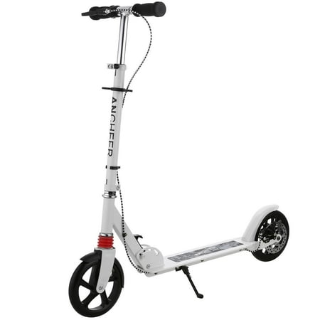 Hifashion Scooter for Adult Teens, Adjustable Foldable+ Hand Brake+ Rear Fender Brake+Kick Stand+Big Wheels,Commuter Scooter for Kids Age 8 Up, Supports 220lbs Capacity,Smooth & Fast