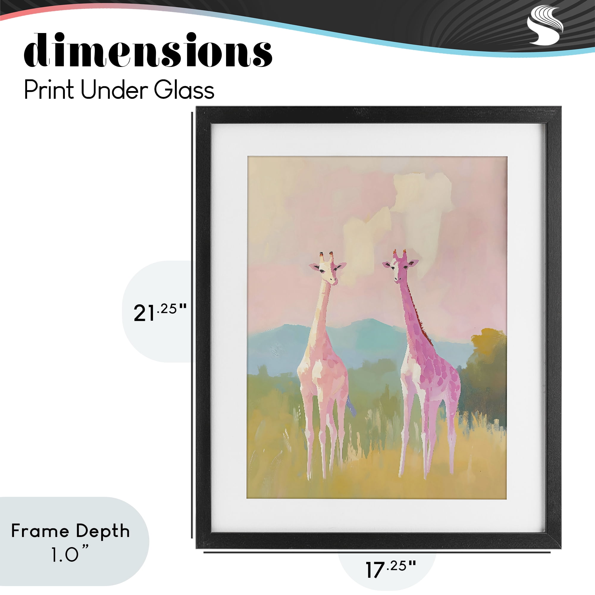 Stupell Industries Pink Giraffes on Savanna Black Framed Print Under Glass, design by The Prints Vibe