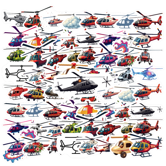 Cartoon Helicopter Theme Stickers, Waterproof Helicopter Theme Sticker for Water Bottle Laptop Phone Cases Planner Skateboard Luggage Helmet Party Favor Decor, Ideal for Adults Teens Teacher Rewards