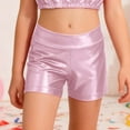 thumbnail image 2 of FINALGANG Girls Kids Solid Color Metallic Shiny Booty Shorts High Waist Stretch Fit Shorts For Stage Performance Party Wear Pink 9-10 Years, 2 of 4