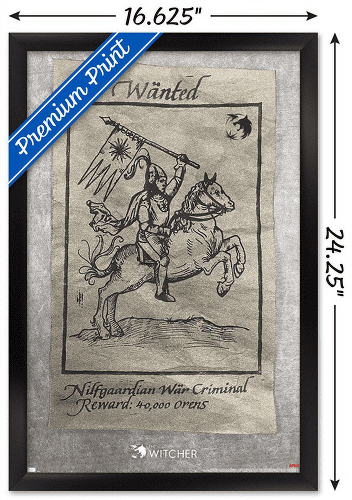 Netflix The Witcher Season 2 - Wanted War Criminal Wall Poster, 14.725" x 22.375", Framed