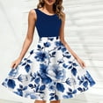 thumbnail image 3 of Floral Cocktail Dresses for Women Formal Business Casual Aline Tank Dress Sleeveless Tea Party Prom Dark Blue, 3XL, 3 of 7