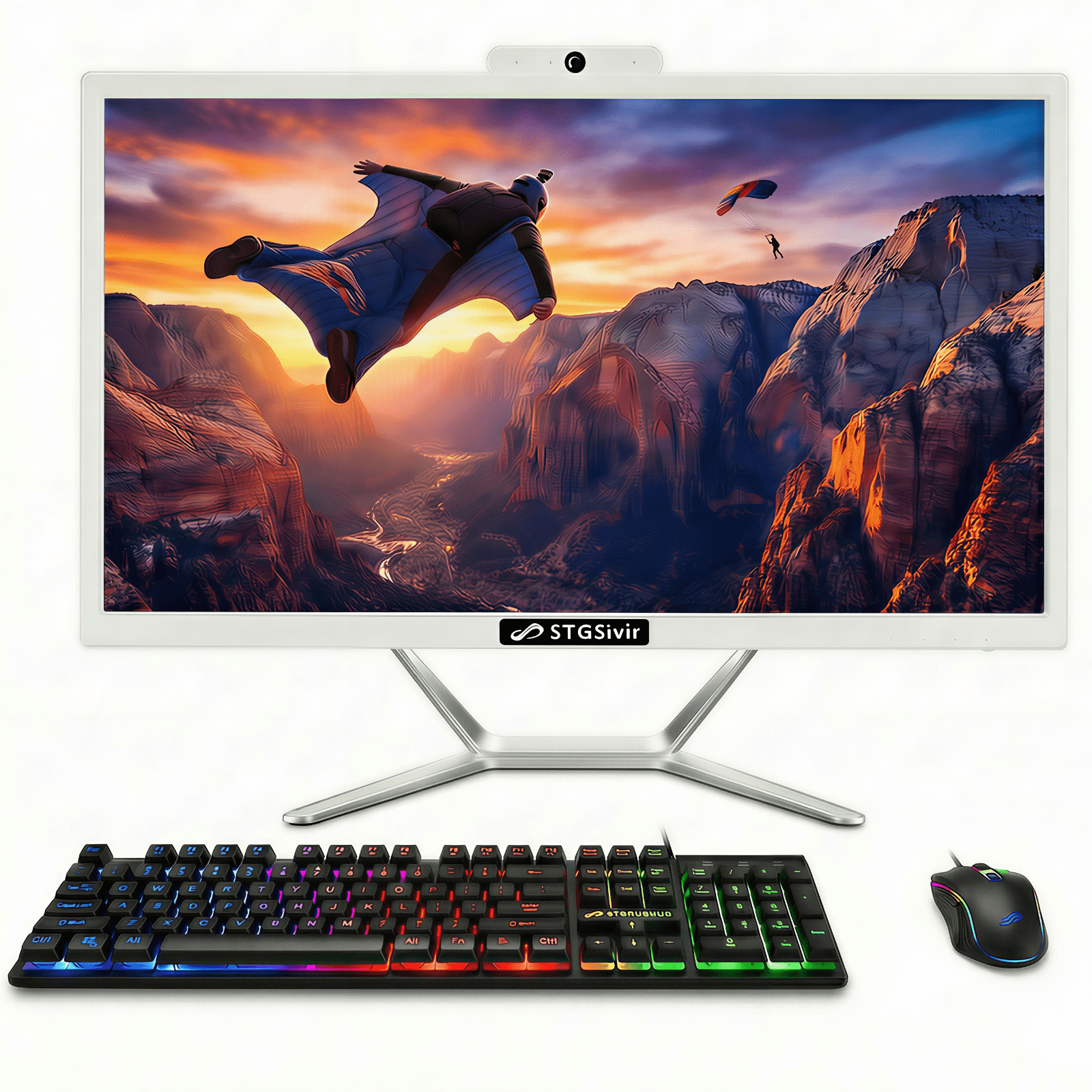 STGSivir All in One Desktop PC, 22" FHD Display, Core i5 up to 3.6Ghz, 16G RAM, 512G SSD, WiFi, BT 5.0, Webcam, White, Windows 11