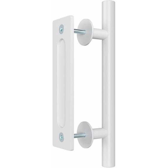 12" Barn Door Handles,Sliding Barn Door Pull Handle White Heavy Duty Large Rustic Two-Side Design for Gates Garages Sheds Furniture Solid Steel Material Round