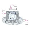 thumbnail image 3 of Bling Jewelry Womens Classic 4CTW Emerald Cut CZ Halo Engagement Ring in Sterling Silver Pave Band, 3 of 6