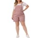 thumbnail image 1 of Overoles cortos de mezclilla para mujer de tallas grandes Agnes Orinda, con dobladillo enrollado y bolsillo, 3X, color rosa, 1 of 6