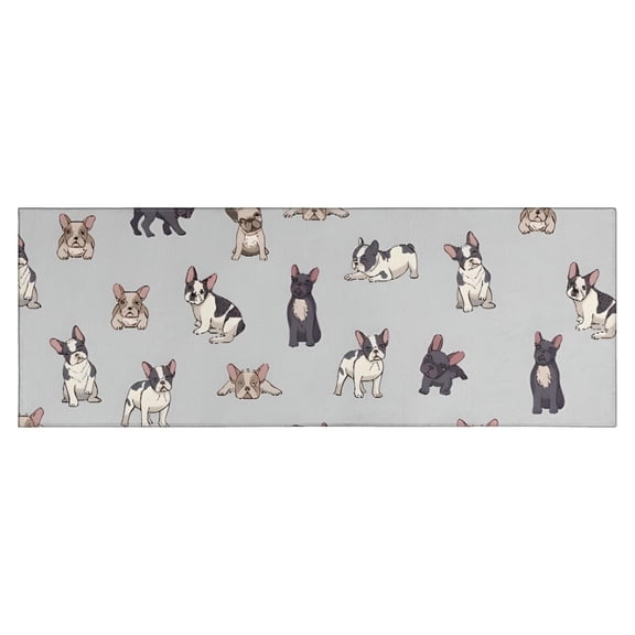 Boston Terrier Kitchen Rug Mat,Kitchen Runner Rugs Non Skid Washable,Decorative Kitchen Floor Mats for Kitchen,Sink,Laundry,17"X47"