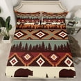 thumbnail image 2 of jejeloiu Wild Animals Bear Full Size Sheets,Retro Geometric Rhombus Bed Sheets For Men Women 4pcs, 2 of 7