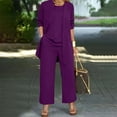 thumbnail image 2 of HBFAGFB Pantsuit for Women Fashion Casual Long Tops Wide Leg Pants with Pockets Daily Wear Purple Size L, 2 of 5