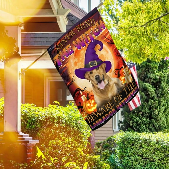 Flagwix Halloween Flag, Beware Of The Labrador Retriever Halloween Decoration, Fall Decor, Outdoor Canvas Double-sided Printed Flag 30x40 House Flag