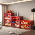 thumbnail image 4 of Shoe Organizer, Three Layers Shoe Box with Glass Doors, Shoe Display Case with Red LED Light, 4 of 5