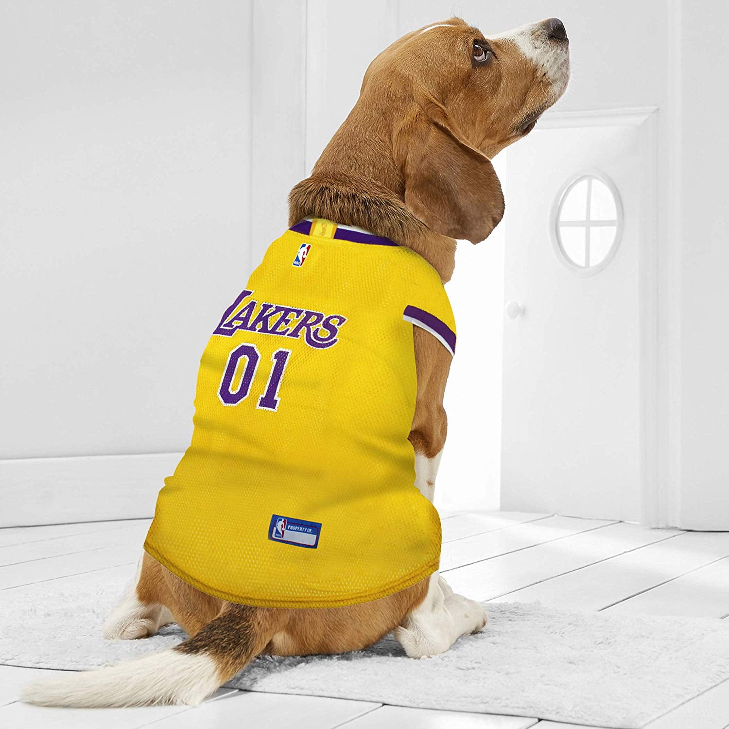 Pets First NBA La Lakers Mesh Basketball Jersey for DOGS & CATS - Licensed, Comfy Mesh, 21 Basketball Teams / 5 sizes