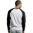 thumbnail image 3 of SLM Men's Long Sleeve Cotton Baseball Raglan Tee Shirt Jersey -White/Black-Large, 3 of 5