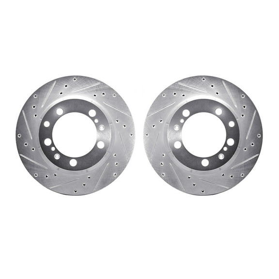 Dynamic Friction Company Rear Brake Rotors-Drilled and Slotted-Silver 7002-02030
