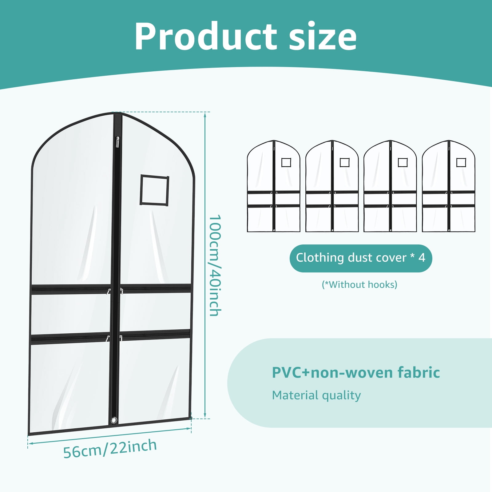 4/8 Pack Dance Garment Bag 40" x 22" PVC Clear Costume Bag for Dancer with 4 Zippered Pocket for Hanging Clothes for Dance Competition Recital Travel and Closet Storage