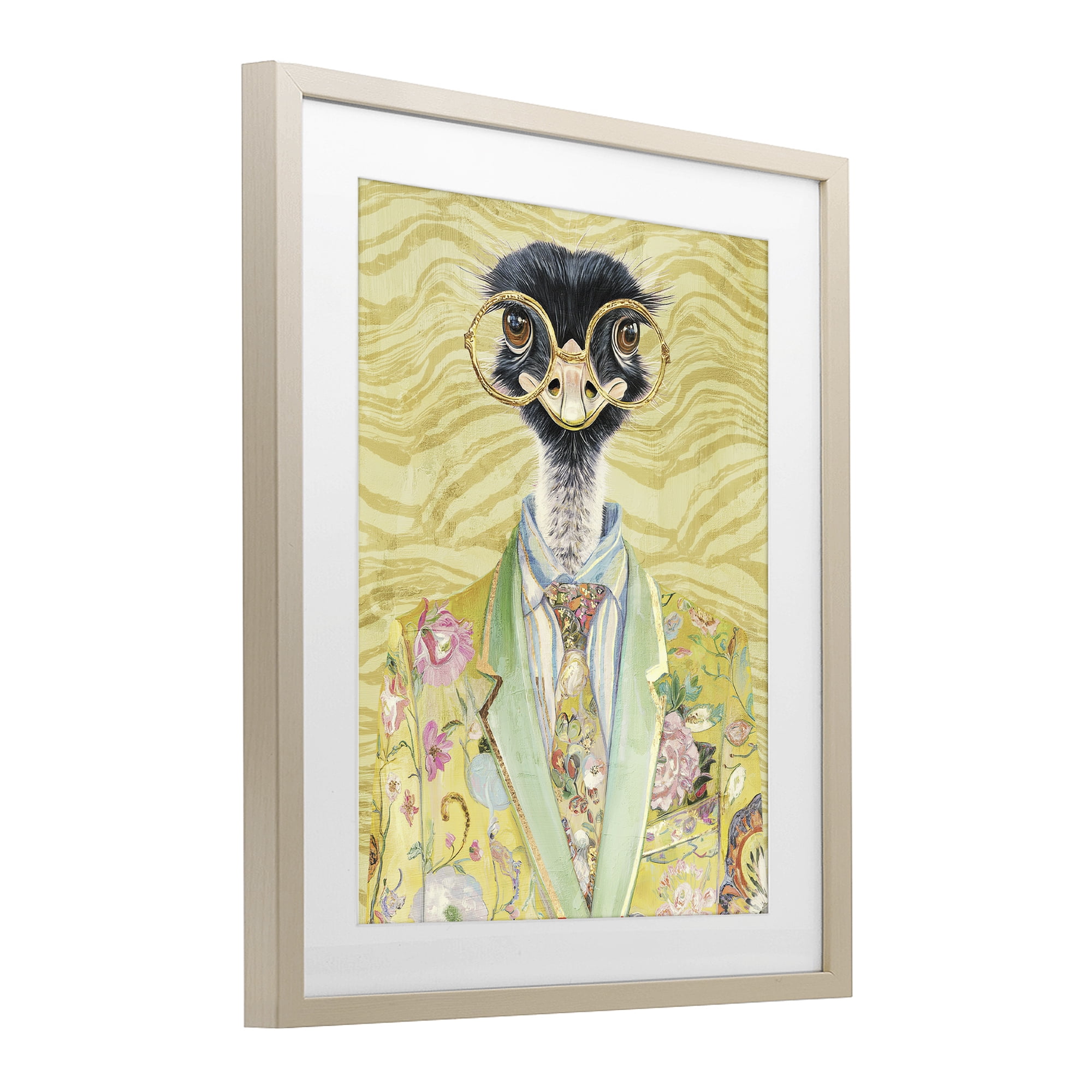 Stupell Industries Dandy Ostrich Portrait Birch Framed Print Under Glass, design by Svetlana Aleynikova