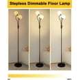 thumbnail image 4 of Standing Lamps with 3Pcs 3000K G9 Bulbs Stepless Black Dimmable Floor Lamp with Stable Base 3-Lights Modern Design Mid Century Floor Lamp for Living Room/Bedroon/Office, 4 of 16