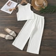 thumbnail image 7 of Nwiuh Girls Clothing Set Casual Clothes Sleeveless Back Tank Crop Top and Wide Leg Pants with Pocket Outfits White for Size 10-11 Years, 7 of 7