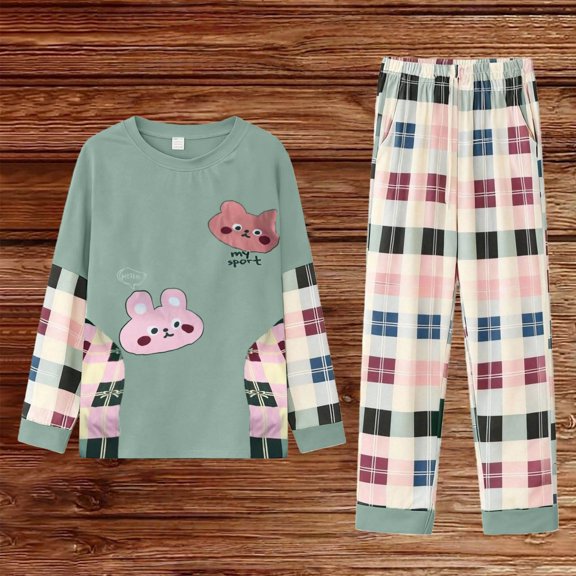 Haivin Fashion Printed Homewear Loungewear Long Sleeve Pajama Set, Soft and Comfortable with Stylish Patterns, Cozy Cotton Sleepwear for Relaxation and Home