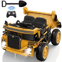 TOKTOO 12V Ride on Dump Truck, Kids Ride on Toys with Electric Dump Bed, Remote Control, Bluetooth, Yellow Ride on Cars