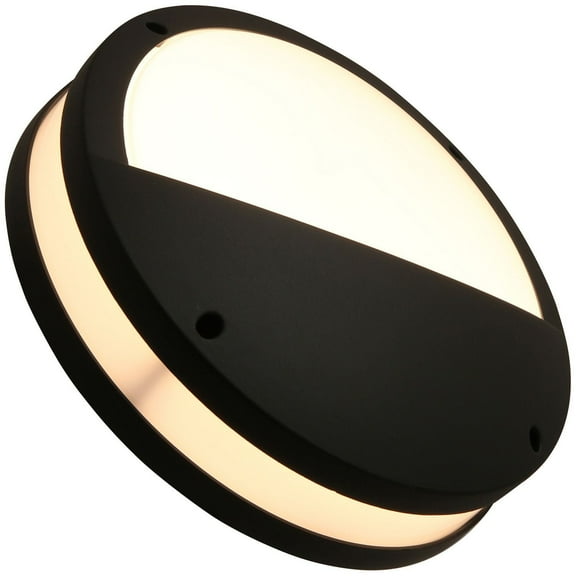 Sunlite 81384 11-Inch LED Outdoor Wall & Bulkhead Round Light Fixture, 20 Watts (70W Equivalent), 1000 Lumens, Dimmable, 50,000 Hour Life Span, Color Selectable 30K/40K/50K, Black Finish, ETL Listed