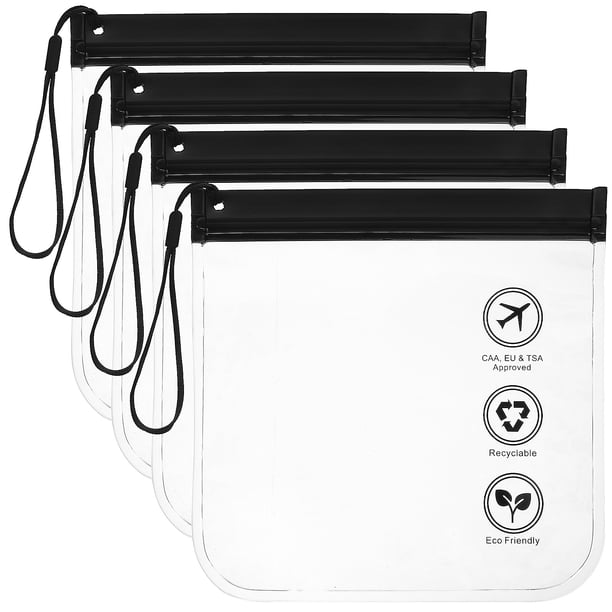 4 bolsas de seguridad para líquidos en aeropuertos, transparentes, para artículos de aseo, para lavado de líquidos y accesorios de viaje.