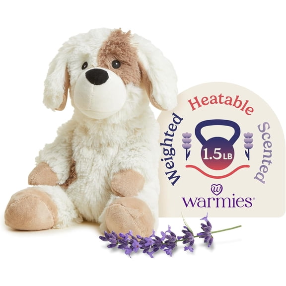 warmies 13” Puppy Stuffed Animal, Microwavable Heated Plushies and Weighted Soft Plush Toys