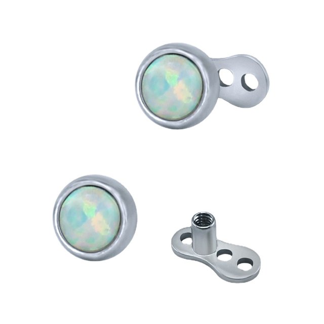 2 uds. Tapas de anclaje dérmico y Base de acero quirúrgico con rosca interna, joyería corporal