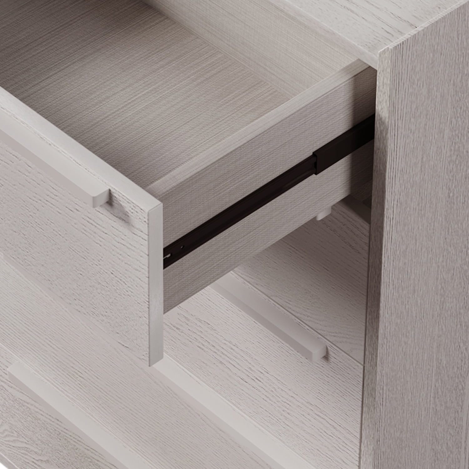Kadyn MDF Side Table, Modern Style Nightstand with 5-Drawer and Wood Legs, Bedside End Table for Bedroom, Stone Gray