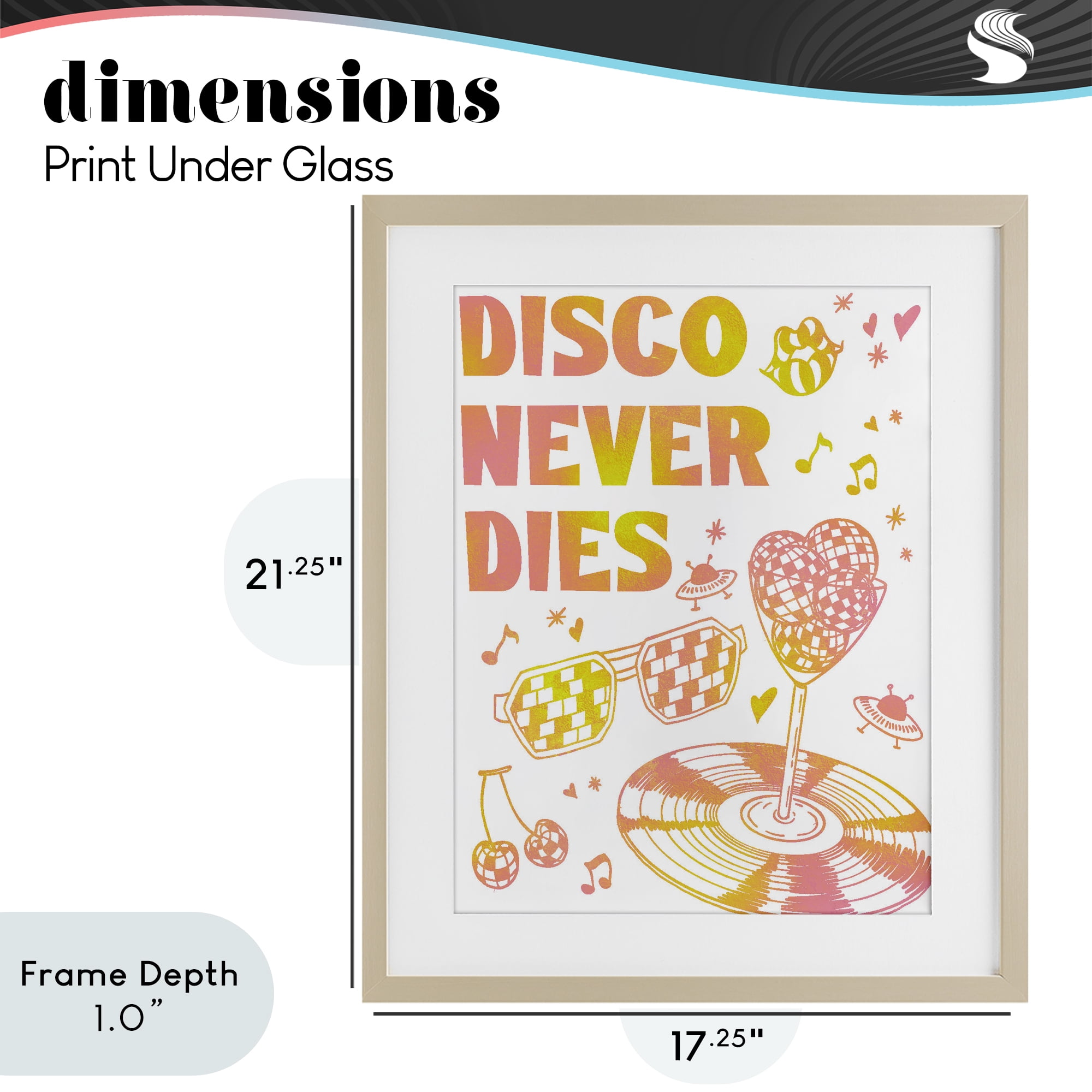 Stupell Industries Disco Never Dies Birch Framed Print Under Glass, design by Ziwei Li