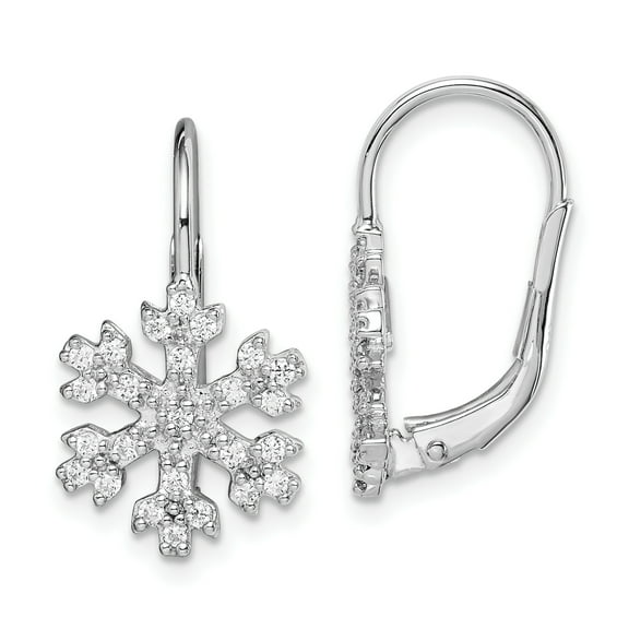 Primal Silver Sterling Silver Rhodium-plated CZ Snowflake Leverback Earrings