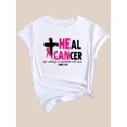 thumbnail image 4 of T-Shirt Femme Inspirant "Il Est Ressuscité" Luke 12:27 - Mode Décontractée avec Croix Rouge & Nœud Rose Imprimé, Polyester Respirant, Col Rond Manches Courtes pour Printemps/été Fête des Pères, Fête des Mères, 4 of 7