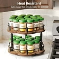thumbnail image 4 of Spice Rack Organization for Cabinet - 2 Tier Adjustable Height Lazy Turntable Spice Organizer for Kitchen Countertop & Pantry, Wood 10 Inch Seasoning Storage, Black, 4 of 6