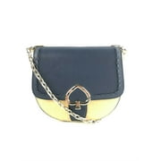 Kate Spade Robyn Straw Nightcap Leather Medium Chain Crossbody Saddle Bag Purse