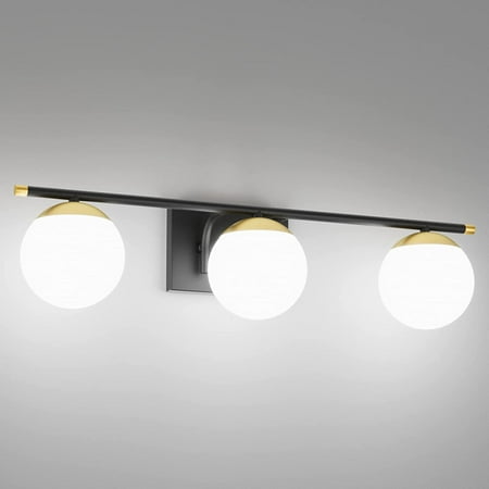 

Century Gold Vanity Lights 2 Light Milky Glass Globe Bathroom Vanity Lights Mid Century Modern Gold Bathroom Wall Lighting Fixtures