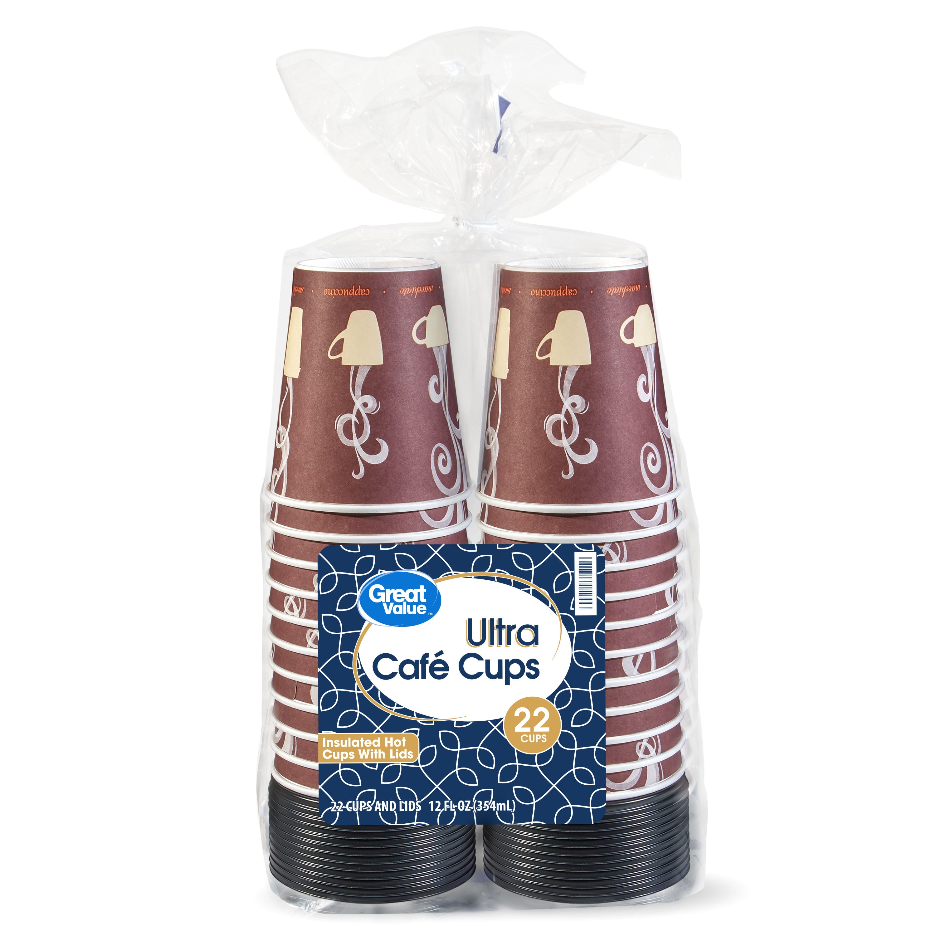 Great Value Ultra Cafe Hot Cups, 12 oz, 22 Count