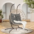 thumbnail image 3 of AOOWOW Double Egg Chair with Stand Hanging Indoor Outdoor Wicker Rattan Patio Basket Egg Swing Chair Hammock Egg Chairs with UV Resistant Cushions 600 lbs for Bedroom Balcony Patio, 3 of 4