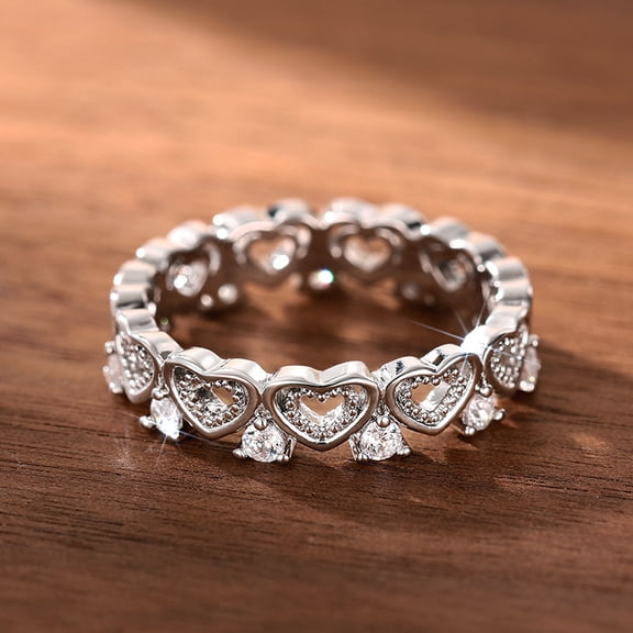 Hollow out Love Micro inlaid Zircon Ring, Mother's Day/Anniversary/Valentine's Day Gift