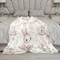 thumbnail image 5 of Vintage Easter Pink Rabbit Pattern Throw Blanket for Winter Bedding Couch And Gift 50"x60" Cute Bunny Rabbit Floral Easter Decorations Home Décor Fuzzy Warm And Cozy Throws Flannel Blanket, 5 of 8