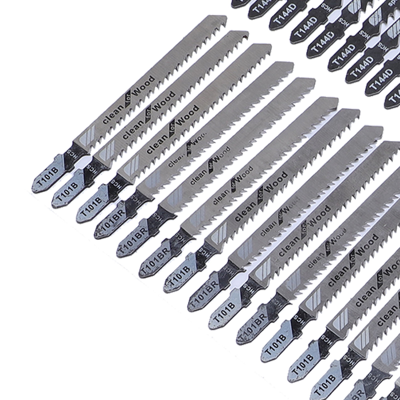 Yajisi 57Pcs Jigsaw Blades Set T Shank Jig Saw Replacement HCS HSS SK5 High Carbon Steel For Wood Plastic Metal Cutting Woodworking Accessories 8.27 inches / 21 cm Length